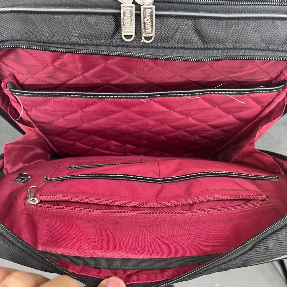 Bugatti Rolling Carry On Briefcase Laptop Travel Quilted Black
